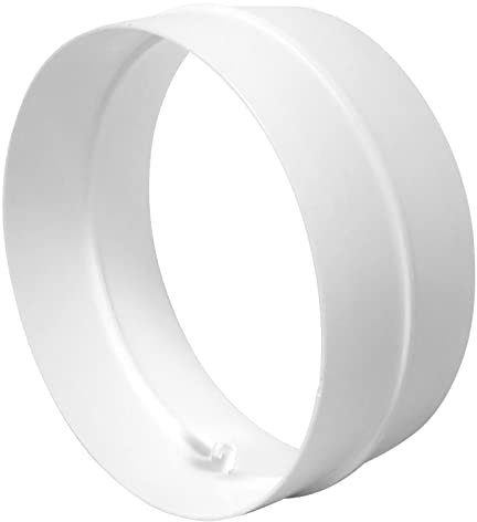 Steinberg14 White Ø 150mm / 6 Inch Connector Without Backflow Valve, Connector for Ventilation Pipe Made of PVC