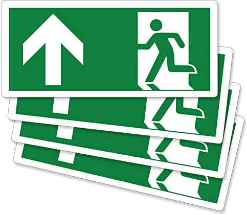 pubblimania Notausgang Pfeil vorne PVC selbstklebend strapazierfähig für Außen und Innen (Cm29 x 13) (4 Ausgänge oben)