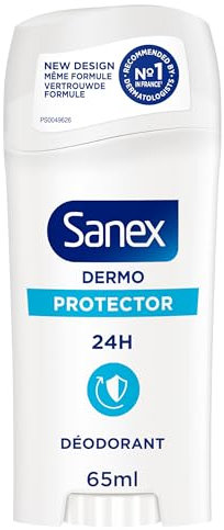 Deodorante Stick Sanex Dermo Protector – Freschezza 24H, anti-odori, dermatologicamente testato, ripristina il pH naturale della pelle, bastone 65 ml