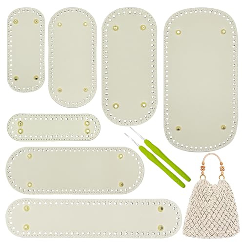 Yayatty 7 Stück PU-Leder-Taschen-Unterseite zum Häkeln, weiß, oval, Stricken, Häkeltaschen, Unterseite für Handtaschen, Schultertaschen, Geldbörsen