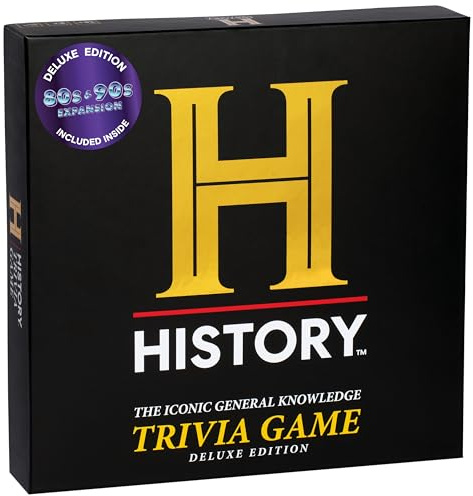 HISTORY Channel Trivia Game Deluxe – 2400 General Knowledge Questions Including 80s & 90s Trivia | HISTORY Trivia Card & Party Game for Adults, Families & Board Game Night – Great Gift for Dad & Gen X