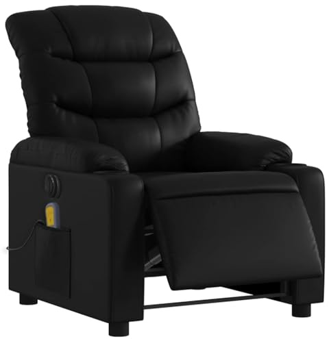 vidaXL Massagesessel Elektrisch, Sessel Verstellbare Rückenlehne Fußteil, Fernsehsessel Relaxsessel mit Liegefunktion, Liegesessel Polstersessel Ruhesessel, Schwarz Kunstleder
