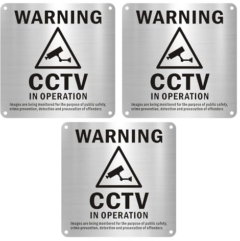 3 Pieces Cctv Signs, Cctv Warning Signs, Cctv Camera Signs, Cctv Outdoor Signs, Brushed Warning Signs, Warning Signs, Aluminum Surveillance Signs, Cctv Running Signs