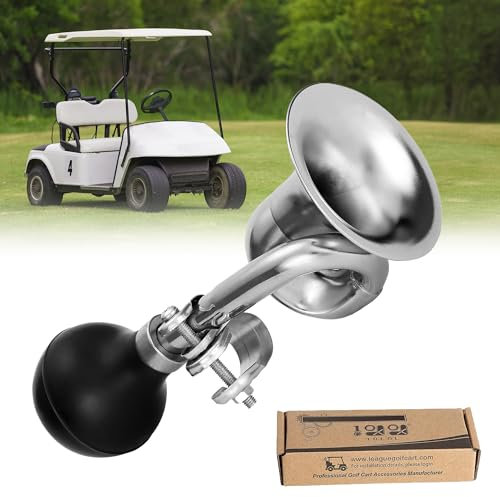 10L0L Golf Cart Retro Clown Horn, Classic Vintage Metal Twist Loudspeaker, Fashion Snail Air Horn for Yamaha, EZGO, Club Car Golf Cart, Bike, Motorcycles, Boats and RVs(Silver)