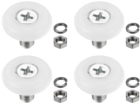 PATIKIL Roulettes de Tiroir de 19 mm, 4 Ensembles Poulies de Positionnement en Nylon pour Petits Tiroirs avec Rondelles à Ressort et Écrous de Remplacement, Blanc