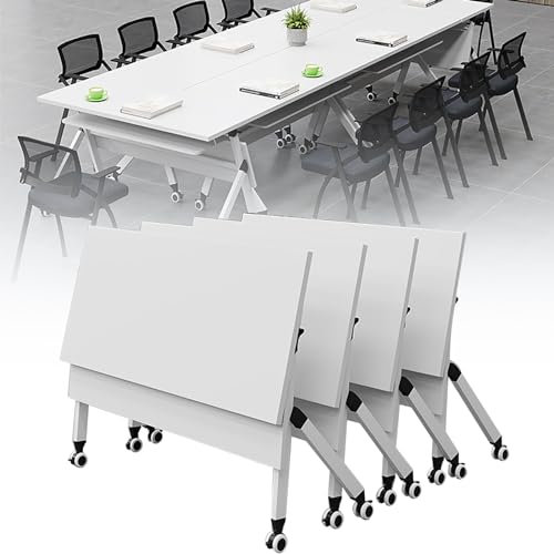 Klapptische, Konferenztisch, klappbare Besprechungstische, Schulungstisch, Klappschreibtisch mit feststellbaren Rollen, rechteckiger, rollender, multifunktionaler Computertisch für