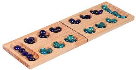 Wooden Foldable Mancala Board Game,Mancala Board Game,Portable,Party Game Tabletop Game 48 Stones for Travel Entertainment