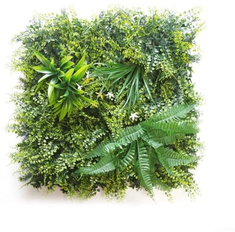 Paneles de pared de flores artificiales, paneles de plantas de seto artificial, paneles de pared de plantas de hierba, valla de pared verde, para decoración del hogar interior o exterior (C)