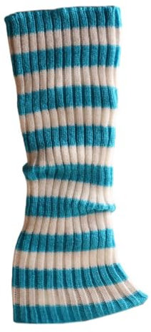 Whakano Lange Beinwärmer Damen 40cm,Gestrickte Stulpen,Beinwärmer Winter Stulpen für Damen,Leg Warmers für Motto Party Fasching Karneval Halloween Party-Kostüme Cosplay,Einheitsgröße,Blau Weiß