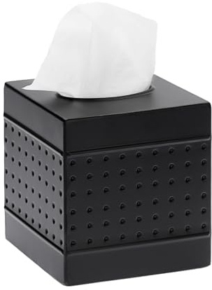 TOLIDA Quadratische Tissue Box aus Eisen, Vintage Taschentuchbox,Toilettentücher, Kosmetiktücherbox für Esszimmer Wohnzimmer Schlafzimmer Büro Hotel 14x13x13CM (Schwarz)