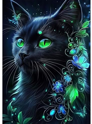 MEIYUDA 5D Diamond Painting Bilder Erwachsene Kinder Verrückte Katze, Diamant Painting Bilder Diy Set Bild, Malerei Kristall Diamond Painting Set Erwachsene für Home Wand Décor 30x40cm