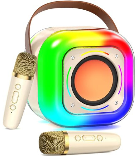 JYX Karaoke Portátil con 2 micrófonos inalámbricos, Sistema de Sonido, Cambio de Voz, Luces LED para Fiestas en casa, máquina de Karaoke para Adultos y niños
