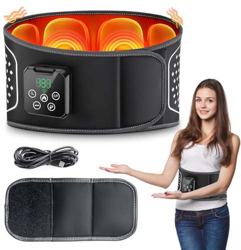 Cordless Heating Pad for Back Pain Relief, Portable Lower Back Massager with 3 Vibration and 3 Heat,3 Airbag Massage,Wearable Heated Waist Belt for Cramps