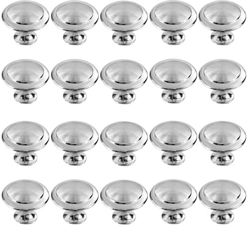 20 Stück Silber Schubladenknopf,30 mm Edelstahl Runde Griffe Schrankknöpfe Mit Schrauben,Möbeltürknäufe,Küchenschrankgriffe,schicke Schubladenknöpfe für Schränke Möbelknöpfe Schubladengriffe