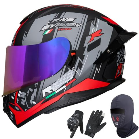 GAORUTO Casque de Moto Intégral pour Adultes, Homme et Femme, Casque Jet avec Visières Teintées, Scooter, Motocross, Homologué ECE 22.06 E,M (57-58cm)