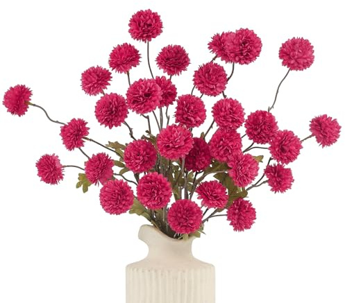 6PCS Artificial Chrysanthemum Faux Pompon Mum Ball Stems for Home Decor
