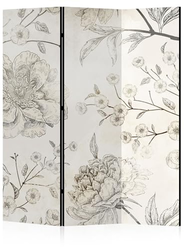 LUMASOUL Paravent Raumteiler Innen einseitig Bedruckt 135x172 cm Blumen 19 | 3 teilig Dekorativ, Shoji-Stil, faltbar, freistehend, als Sichtschutz für Wohnräume