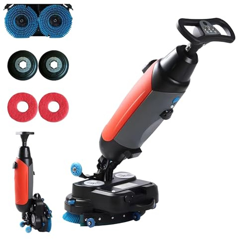 WEICNE Walk Behind Floor Scrubber Dryer, with 17 Scrub Path, 3 Gal Recovery Tank, Coverage 13000 Sqft/H, Suitable for Wooden Floors, Tiles, Terrazzo, Marble, Cement Floors Red