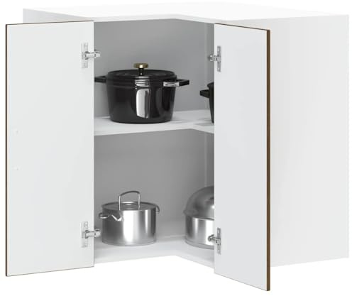 Teenpull Küchen-Eckhängeschrank Porto, Braun Eichen-Optik Holzwerkstoff, 57x57x60cm, robuster Aufbewahrungsschrank für Geschirr, Töpfe, Vorräte, praktischer Küchenvorratsschrank