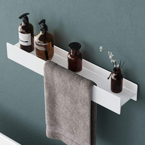 Mai & Mai Duschablage ohne Bohren 60cm Duschregal Matt Weiß | Badregal zum Bohren oder Kleben, Badezimmerablage zur Wandmontage Badezimmer Organizer für Bad, Küche, Reglo-03