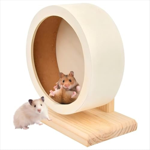 Gteijiam Wooden Silent Hamster Wheels(15cm) | Non Slip Hamster Exercise Wheel, Exercise Accessories Pet Supplies for Syrian Hamsters, Gerbils, Rat, Mice, Small Chinchilla