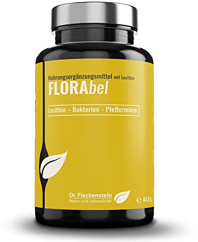 Dr. Fleckenstein FLORAbel Nahrungsergänzungsmittel mit magensaftresistentem Lecithin, Pfefferminze und Bifidobakterien, 90 Kapseln