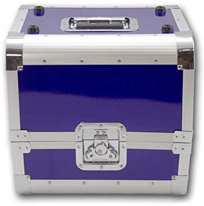 SATISFIRE® Plattenkoffer LP80 • Aluminium-Koffer • Vinyl-Case • Schallplattenkoffer • für 80 LP 50:50 Teilung (blau)