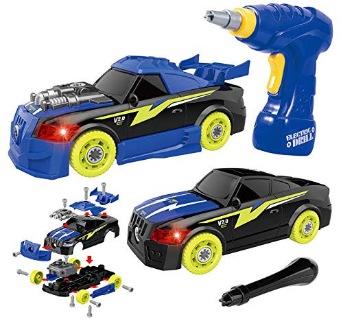 GILOBABY Kids Age 3+ Take Apart Toys Racing Car, 2 IN 1 Construction Tool Build Your Own Vehicle with Light & Sound, 26Pcs Preschool Toy with Electric Drill, 3D Auto for Girls Boys, Toys for Gift -6