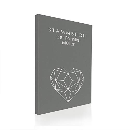 Hochzeitideal – Personalisiertes Stammbuch der Familie Nr. 146 grau DIN A4 - Buchbinderleinen Stammbuch Hochzeit - Familienbuch Standesamt mit 4-Fach Ringmechanik & 3 Klarsichthüllen