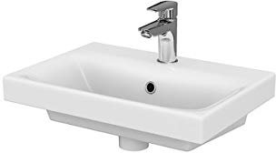 VBChome Kollektion Moduo slim 50 cm x 35 cm Waschtisch für Unterschrank Einbau Waschbecken mit Überlauf Weiß Keramik Waschtisch Handwaschbecken Einbau -Waschschale FÜR BADEZIMMER