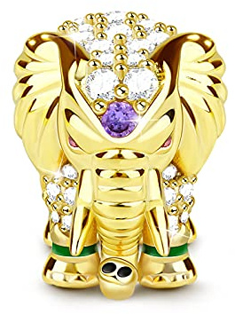 GNOCE Sterling Silber Charm Thai Elefant 18k Gold Platziert mit Cz - Glücklicher Elefant Perlen - Ideal als Geschenk