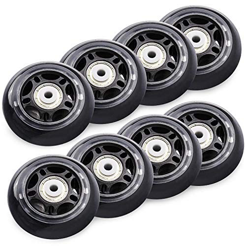 TOBWOLF 8er-Pack 64 mm/70 mm/76 mm, 82A/84A Inline-Skate-Räder mit ABEC-7-Lager, Indoor-/Outdoor-Rollschuh-Räder, Rollschuh-Skating-Räders, Gepäckräder, Stützräder für Scooter
