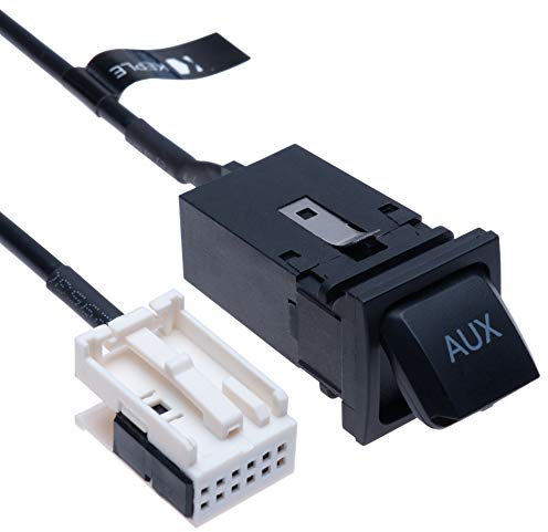 Interruptor de Coche AUX + Cable de 12 Clavijas para conectar el arnés de Alambre AUX | Compatible con VW Bora Jetta MK5 MK6 Golf Passat Scirocco Polo Touran Tiguan CC Beetle Radio | 1 m