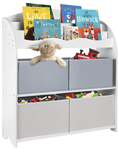 ONVAYA® Kinder-Bücherregal Finn Weiß | Kinderregal mit Boxen | Aufbewahrung von Büchern und Spielzeug | Organizer für Kinderzimmer