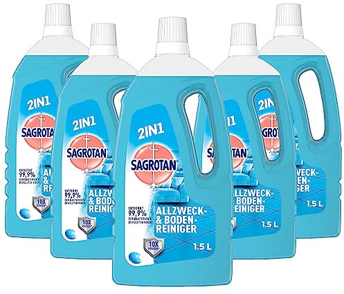 Sagrotan Allzweck-Reiniger Frischetraum – 2in1 Desinfektionsmittel für die zuverlässige Bodenreinigung und Reinigung von Oberflächen – 5 x 1,5 l Putzmittel