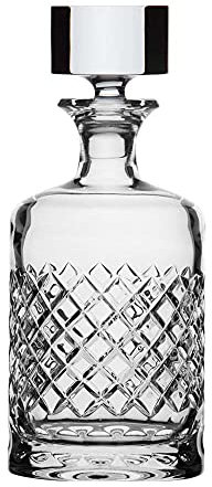ARNSTADT KRISTALL Carafe à whisky à carreaux (25 cm) en cristal soufflé à la bouche – poli à la main – fabriqué à la main en Allemagne