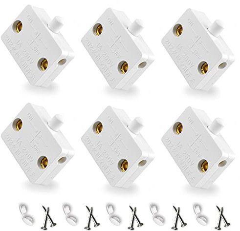 6 Interruttori elettrici a scatto per anta armadio, ante, sportelli, cassapanche, 230 V, bianco interruttore armadio luce Lewttyer