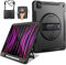 Miesherk Case for iPad Pro 12.9 6th/5th/4th/3rd Generation: Military Grade Protective Shockproof Cover for iPad Pro 12.9 Inch 2022/2021/2020/2018-Pen Holder-Rotating Stand-Hand/Shoulder Strap-Black