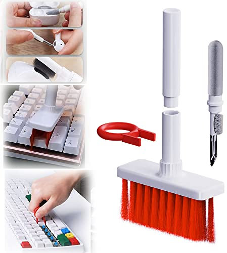 Brosse de Nettoyage pour Clavier de Jeu,5 in 1 Keyboard Cleaning Brush Kit,Nettoyeur Multifonctionnel pour écouteurs avec extracteur de Touches, pour Clavier mécanique de Jeu Airpods 2/Pro
