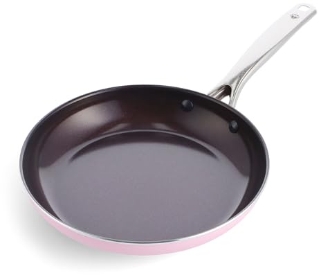 Blue Diamond Cookware 10 Frying Pan Skillet, Diamond Infused Healthy Ceramic Nonstick, PFAS and PFOA-Free, Dishwasher and Oven Safe, Even Heating, Metal Utensil Safe, Warp Control Base, Pink