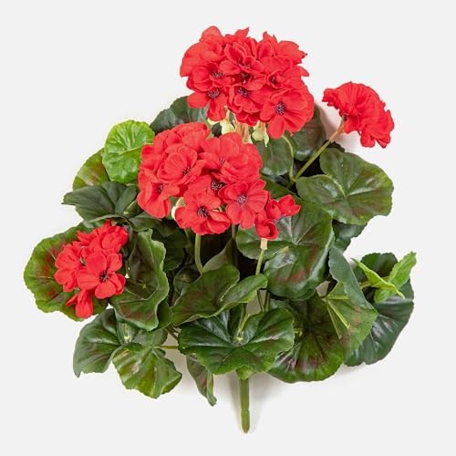 artplants.de Geranio Artificial CAPH en Varilla de Ajuste, Rojo, 30cm - Geranio de plástico