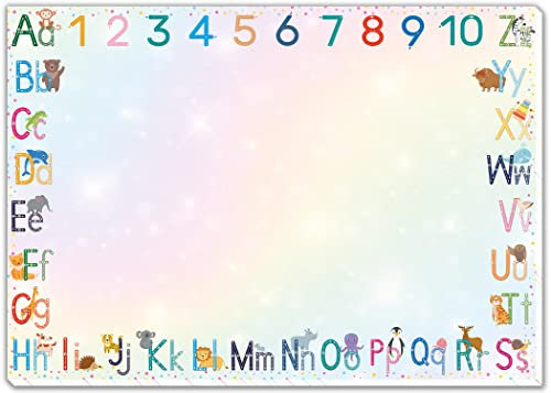 blaash® ABC Schreibtischunterlage Papier DIN A3 Glitzer | 25 Blatt Block mit viel Platz zum Malen, Schreiben oder Kritzeln | Unterlage Schreibtisch Mädchen & Jungen | Tischunterlage Kinder ABC