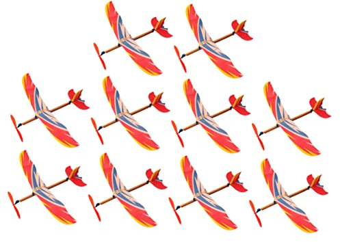 FOYTOKI 10pcs Rubber Band Powered Airplane Toys for Boy Girl Diy Model Biplane Educational Plaything for Creative Learning and Outdoor Fun Random Styles