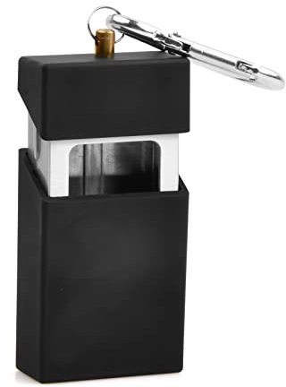 Anseom Zigaretten Taschenascher Schwarz Taschenaschenbecher Geruchsdicht mit Schlüsselanhänger Mini Aschenbecher für Unterwegs Reisen Wandern Freien Camping Angeln