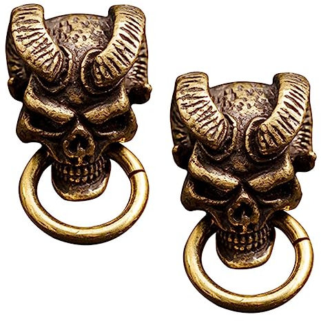 Garneck 2stücke Totenkopf Aus Messing Für Taschen Totenkopf-deko Aus Messing Totenkopf-kleidung Diy-zubehör Lederdekoration