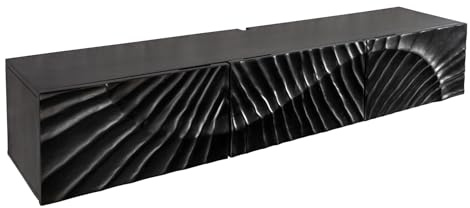 Riess Ambiente TV-Board Scorpion - 160cm - schwarz - Mangoholz mit Stauraum | Soft Close, Kabelöffnung, massiv, Lowboard, handgefertigtes Unikat, montiert geliefert, natürliche Maserung
