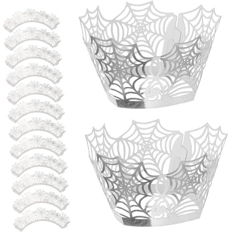 Garneck Kuchendekoration 25st Dessertschalen Halloween Spinnennetz Geschnittene Papiereinlagen Backförmchen Aus Papier Mini- Kuchenverpackung Backpapier Cupcake-tassen Dekor - Zutaten