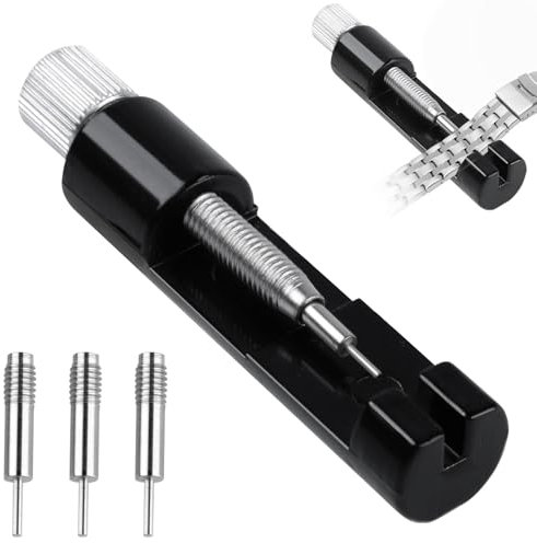 DAJIS Uhrenarmband Werkzeug, Uhrenwerkzeug für Uhrenarmbänder Kürzen Schwarz Uhrmacherwerkzeug Set mit 3 Zusätzliche Stiftausdrücker für Haushalte und Professionelle Uhrenreparatur