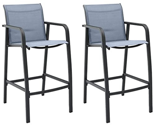 AJSEOYBS Gartenmöbel,Terrassenstühle,Atmungsaktive Gartenmöbel,Garten-Barstühle 2 STK. Grau Textilene,Comfy Lounge Chair, Outdoor Möbelfür Rasen, Garten, Balkon im Freien usw