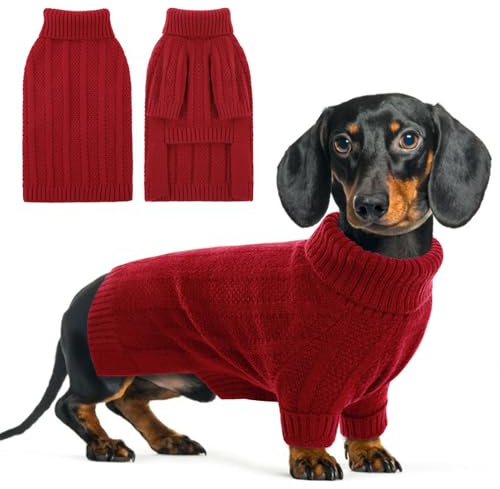 Queenmore Maglione Cane per Cuccioli, Morbido Vestiti per Gatti Chihuahua, Perfetto per Casa e Giochi (Rosso, XS)
